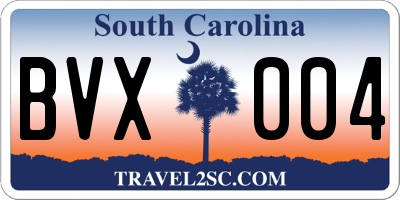 SC license plate BVX004