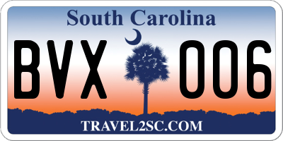 SC license plate BVX006