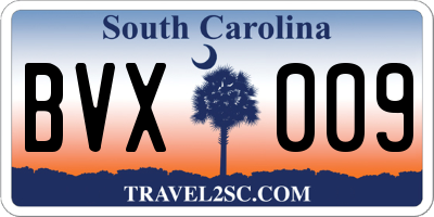 SC license plate BVX009