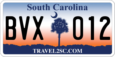 SC license plate BVX012