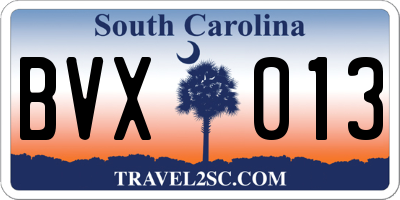 SC license plate BVX013