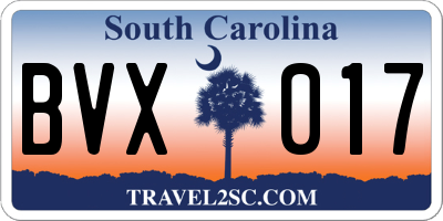 SC license plate BVX017
