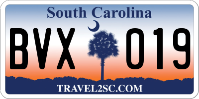 SC license plate BVX019
