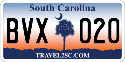 SC license plate BVX020