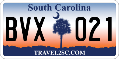 SC license plate BVX021