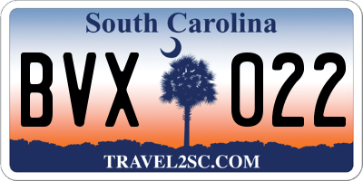 SC license plate BVX022