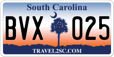 SC license plate BVX025