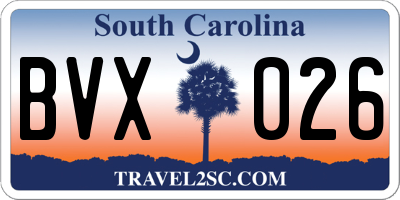 SC license plate BVX026