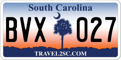 SC license plate BVX027