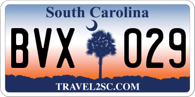 SC license plate BVX029