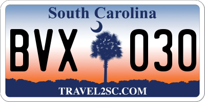 SC license plate BVX030