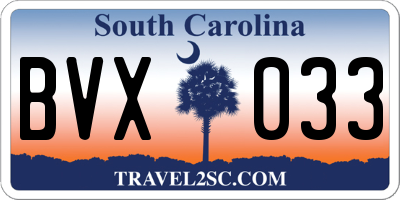 SC license plate BVX033