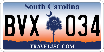 SC license plate BVX034
