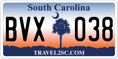 SC license plate BVX038