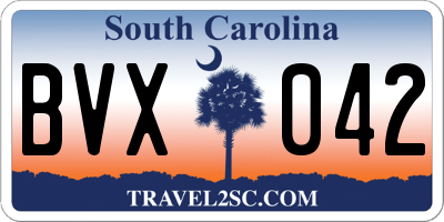 SC license plate BVX042