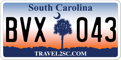 SC license plate BVX043