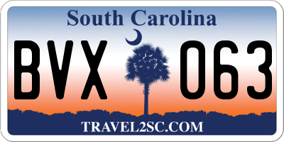 SC license plate BVX063