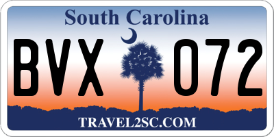 SC license plate BVX072