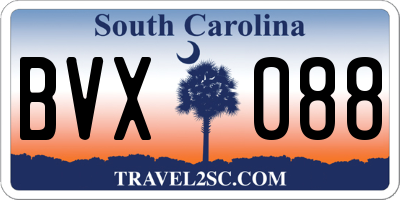 SC license plate BVX088