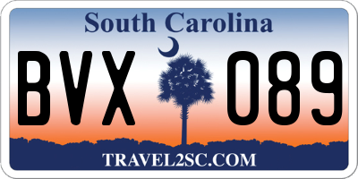 SC license plate BVX089