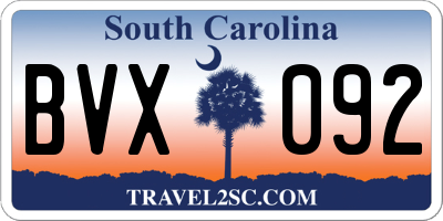 SC license plate BVX092