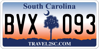 SC license plate BVX093