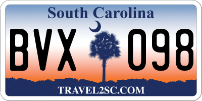 SC license plate BVX098