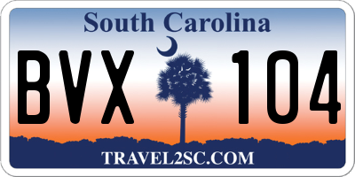 SC license plate BVX104