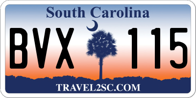 SC license plate BVX115