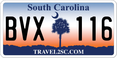 SC license plate BVX116