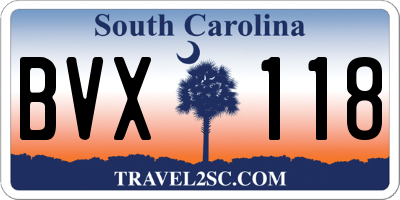 SC license plate BVX118