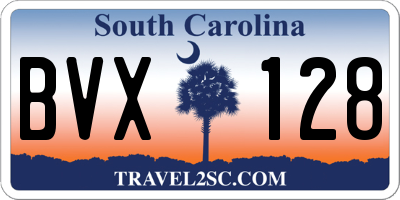 SC license plate BVX128