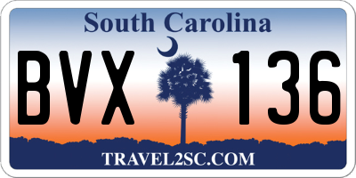 SC license plate BVX136