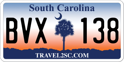 SC license plate BVX138