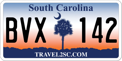 SC license plate BVX142