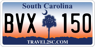 SC license plate BVX150