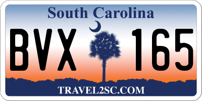 SC license plate BVX165