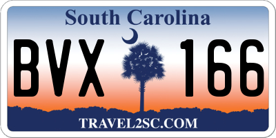 SC license plate BVX166
