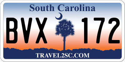 SC license plate BVX172