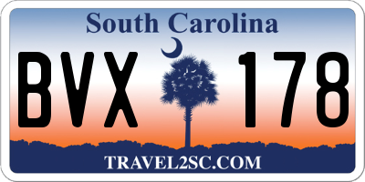SC license plate BVX178