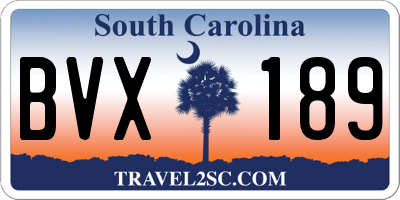 SC license plate BVX189