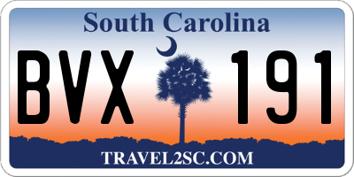 SC license plate BVX191