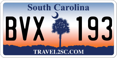 SC license plate BVX193