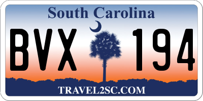 SC license plate BVX194