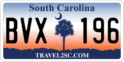 SC license plate BVX196