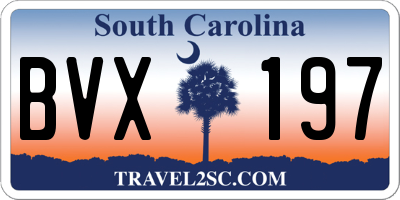SC license plate BVX197