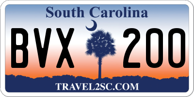 SC license plate BVX200