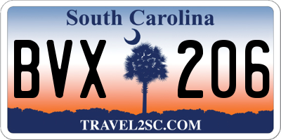SC license plate BVX206