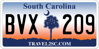SC license plate BVX209