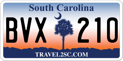 SC license plate BVX210